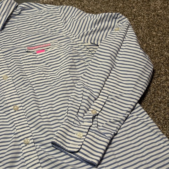 Vineyard Vines Women’s White and Blue Striped Shirt - Picture 2 of 16